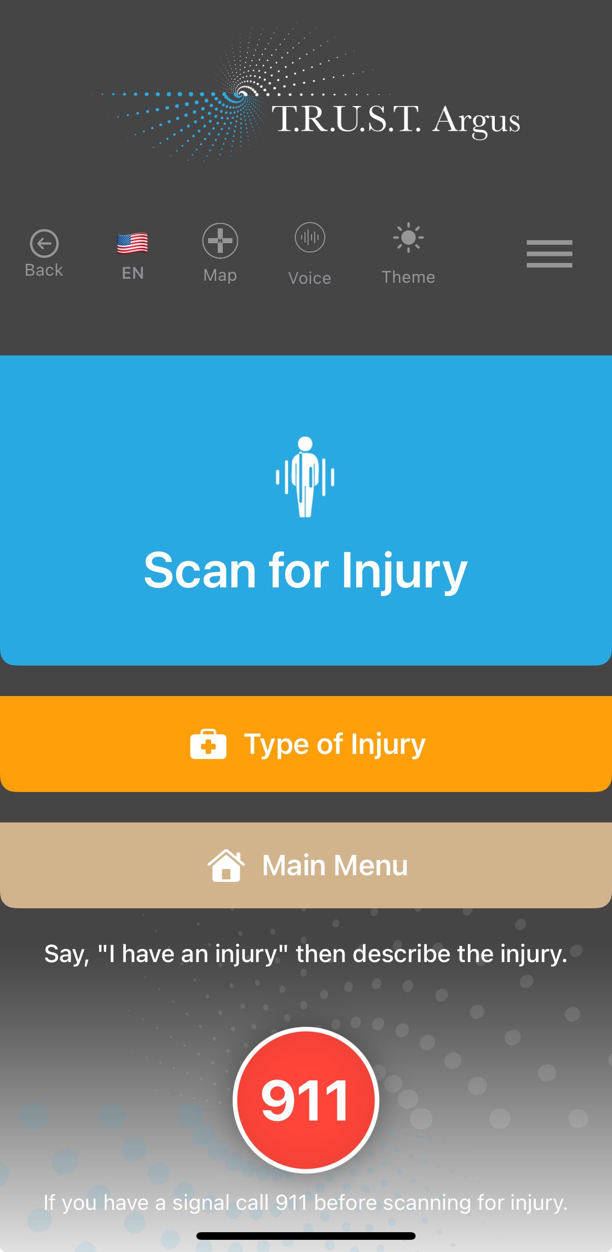 Scan Injury screen